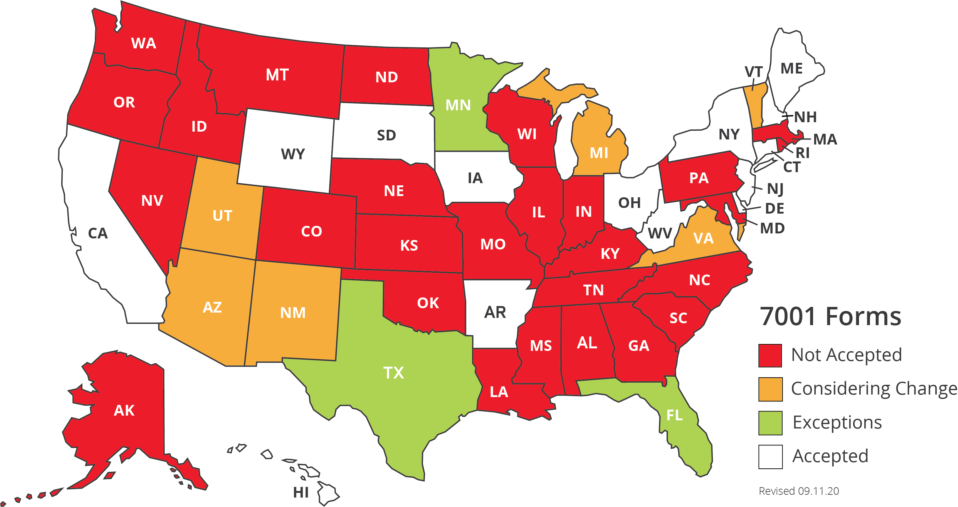 states that don't accept 7001 forms usda aphis